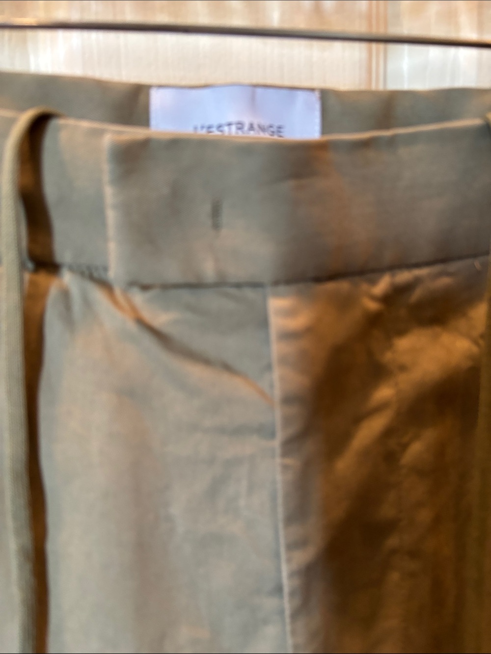 L'Estrange London The 24 Trouser Khaki Beige Elastic Drawstring Pants Small - Picture 4 of 6